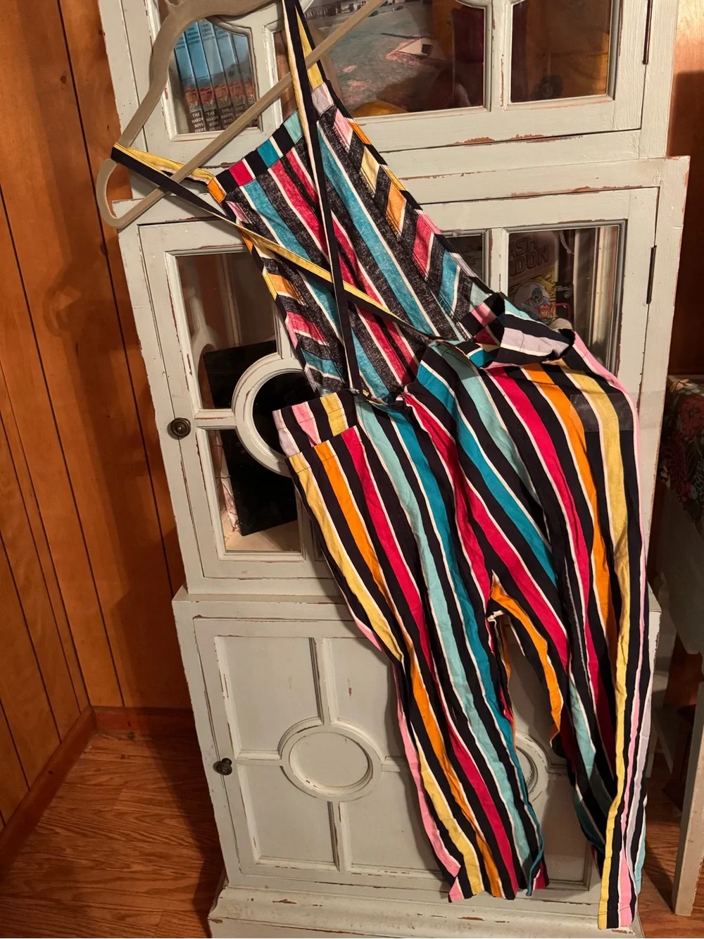 Ladies Multicolor Striped One-Piece Jumpsuit Size M B6